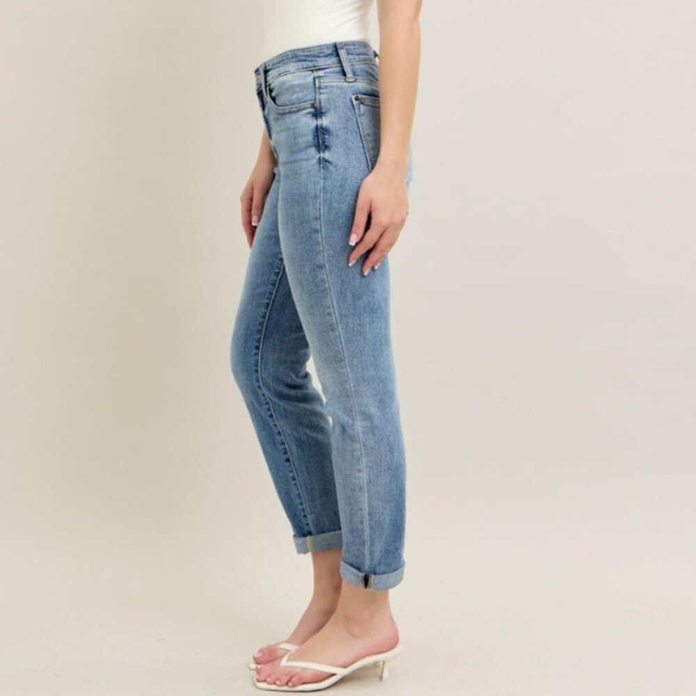 Judy Blue Plus Bleach wash Boyfriend Jeans - Picture 2 of 3